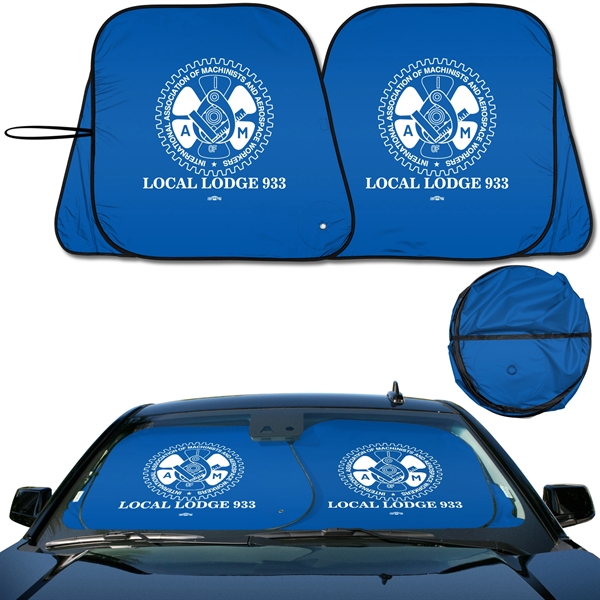 Bright Blue Patented  collapsible fabric sunshade dual panel with easy... from ASI 37586 Auto-Sun-shade/Intertek