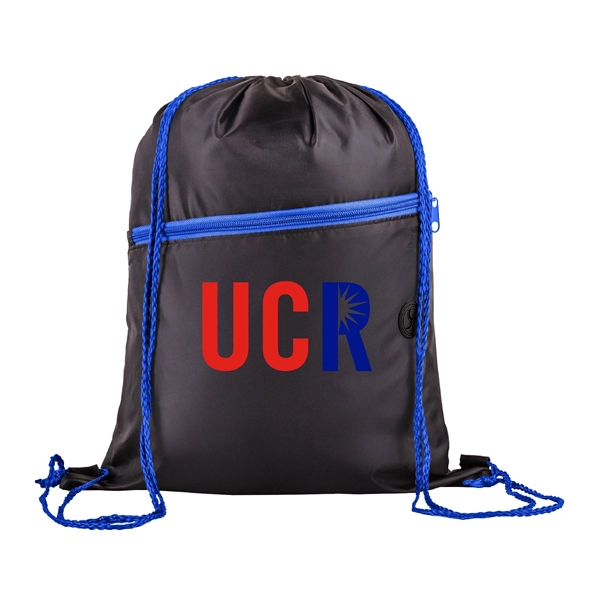 Two Tone Front Zipper Pocket and Earphone Drawstring Backpack... from ASI 39820 Opusline (Benmex)