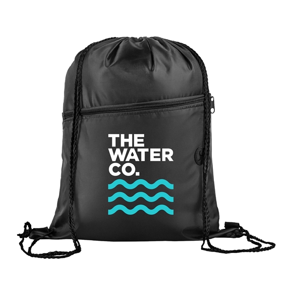 Two Tone Front Zipper Pocket and Earphone Drawstring Backpack... from ASI 39820 Opusline (Benmex)