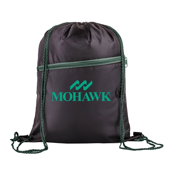 Two Tone Front Zipper Pocket and Earphone Drawstring Backpack... from ASI 39820 Opusline (Benmex)