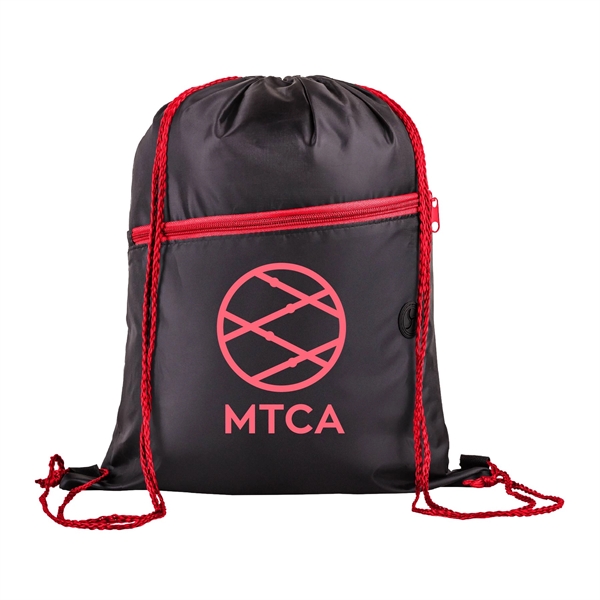 Two Tone Front Zipper Pocket and Earphone Drawstring Backpack... from ASI 39820 Opusline (Benmex)