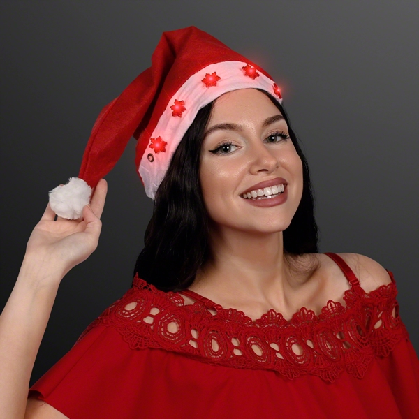 Light up Santa hat with snowflakes. Blank.... from ASI 34194 ALightPromos / Alight Promotional Products