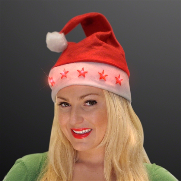 Stock light up Santa hat with stars. Blank.... from ASI 34194 ALightPromos / Alight Promotional Products
