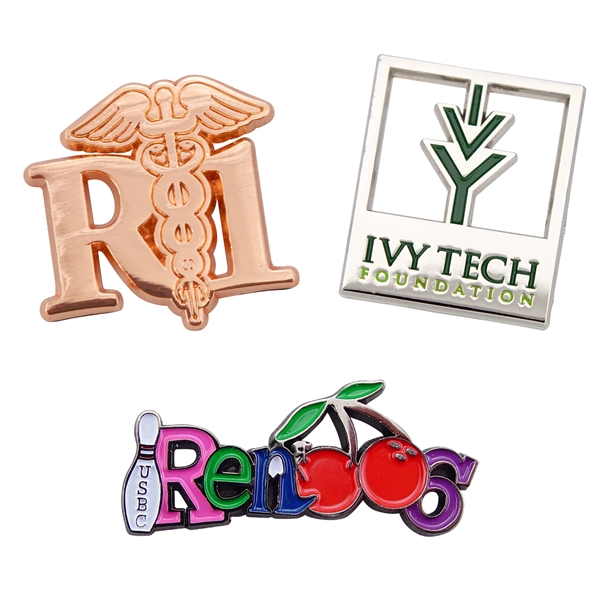 Die cast alloy lapel pins in assorted shapes and sizes with... from ASI 52263 EMT / EMT