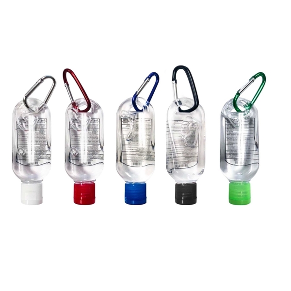 1.8 ounce bottles of 75% hand sanitizer gel with metal carabiner... from ASI 37218 Athena Promo (tm)