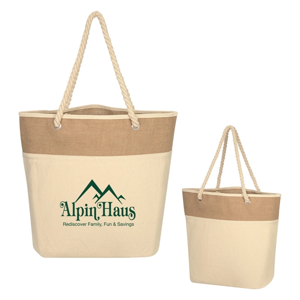 Burlap rope tote bag made of 12 oz. cotton canvas with... from ASI 61125 Hit Promotional Products / Hit®