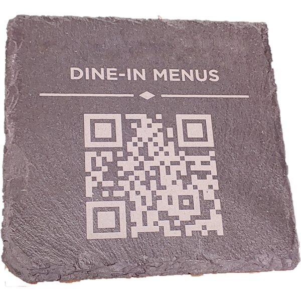 4" laser engraved slate QR code coasters.... from ASI 92531 Unique Custom Products / UCP