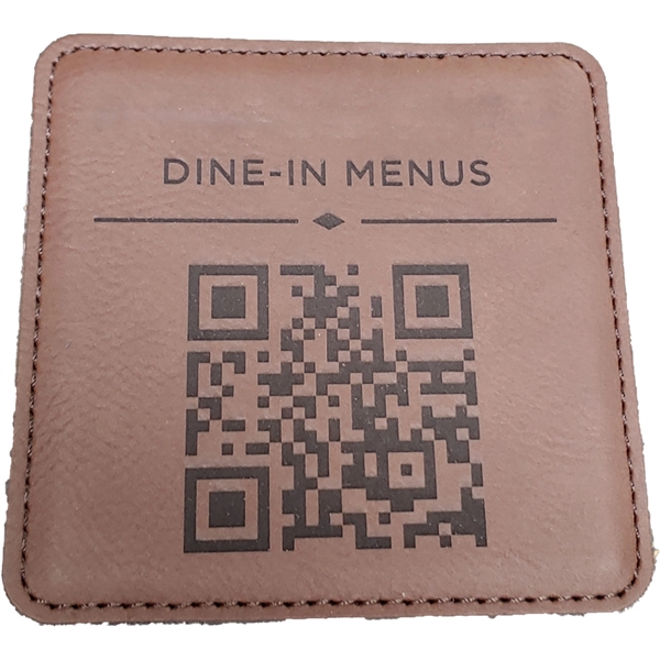 4" x 4" premium laser engraved leatherette QR Code coasters.... from ASI 92531 Unique Custom Products / UCP