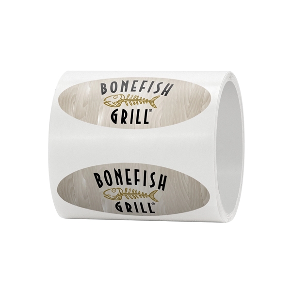 5" x 2" laminated oval roll labels made of durable material.... from ASI 88060 Snugz/USA Inc / SnugZ USA®