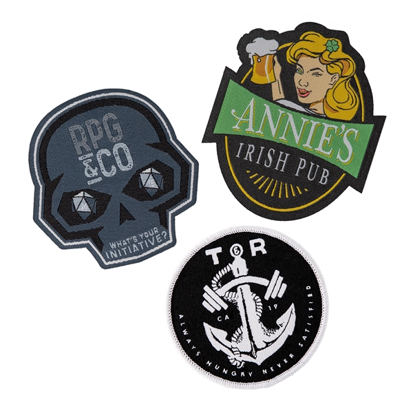 Custom Shape Woven Patches with up to 7 thread colors, merrowed... from ASI 52263 EMT / EMT EMT EASY