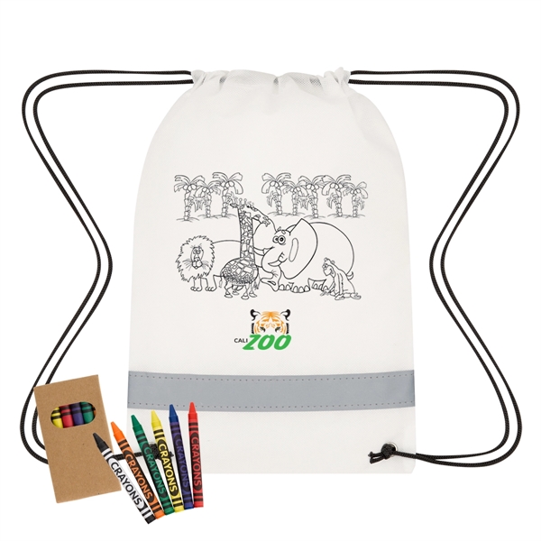 Coloring drawstring bag made of 80 gram non-woven, coated water-resistant polypropylene... from ASI 61125 Hit Promotional Products / Hit®