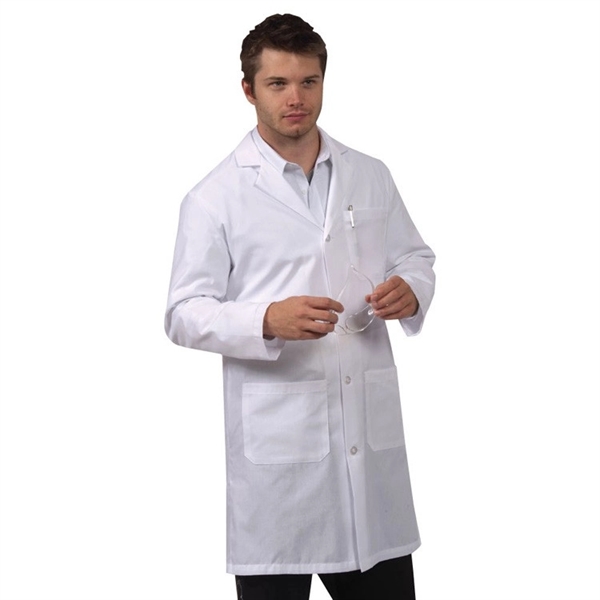 Men's lab coat with side slits for pocket access, 4 front... from ASI 36558 Aprons, Etc.