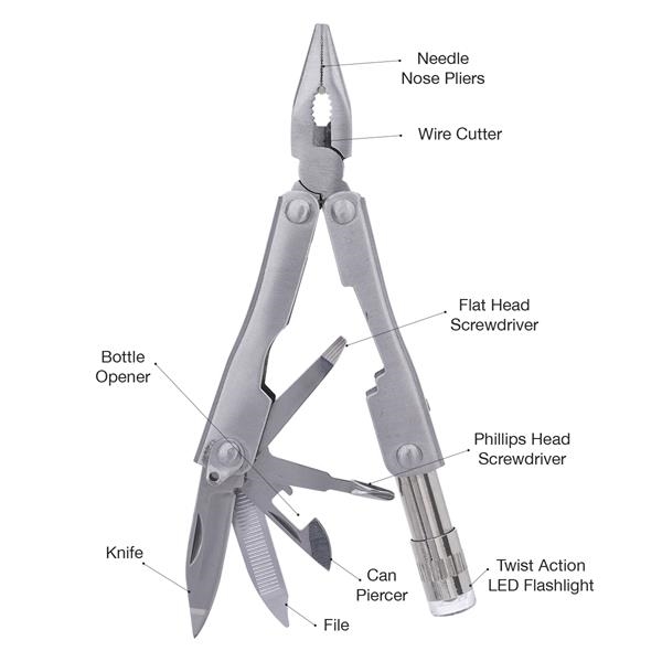 Multi-function pliers with tools and flashlight in case.... from ASI 61125 Hit Promotional Products / Hit®