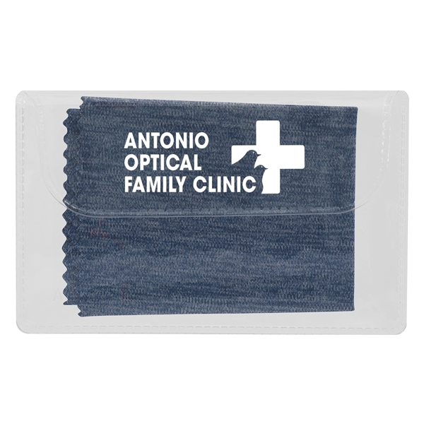 Heathered cleaning cloth in a case for wiping smudges and fingerprints... from ASI 61125 Hit Promotional Products / Hit®