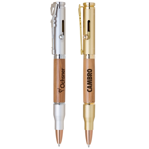 Brass bolt-action ballpoint pen with a bullet-shaped barrel, rifle style clip,... from ASI 68190 Lungsal / Lungsal