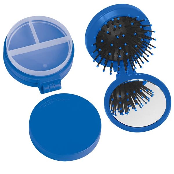 Three in one kit with mirror, hair brush, twist off lid... from ASI 61125 Hit Promotional Products / Hit®