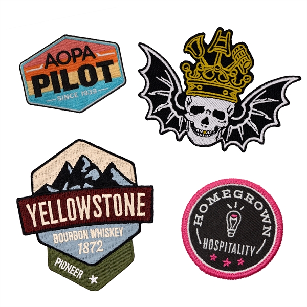 Embroidered patches in assorted shapes and sizes in up to seven... from ASI 52263 EMT / EMT EMT EASY