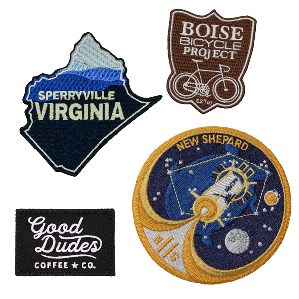 Embroidered patches in assorted shapes and sizes in up to seven... from ASI 52263 EMT / EMT EMT EASY