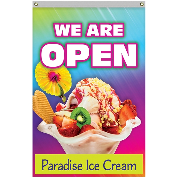 4' x 6' Standard Double Sided Knitted Polyester Vertical Banners... from ASI 80228 Quinn