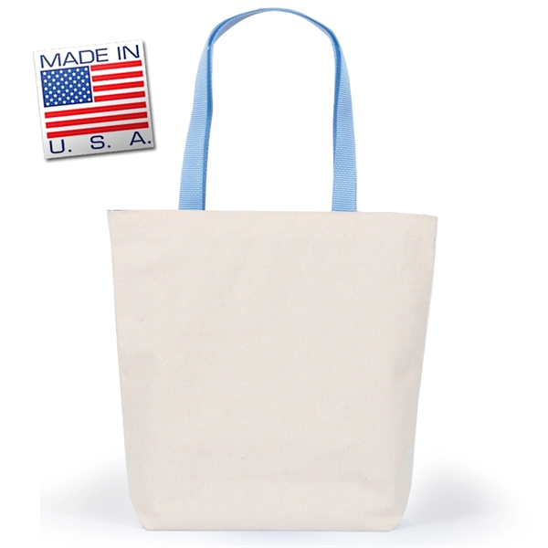 Gusset tote in natural canvas with polyweb handles. Eco-friendly solution.... from ASI 66230 Landes Inc