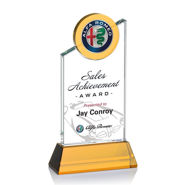 Striking Optical Crystal  VividPrint™ Fleet Award features a slanted tower... from ASI 84592 St Regis Group / St Regis