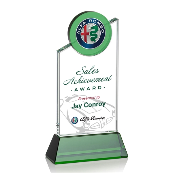 Striking Optical Crystal  VividPrint™ Fleet Award features a slanted tower... from ASI 84592 St Regis Group / St Regis