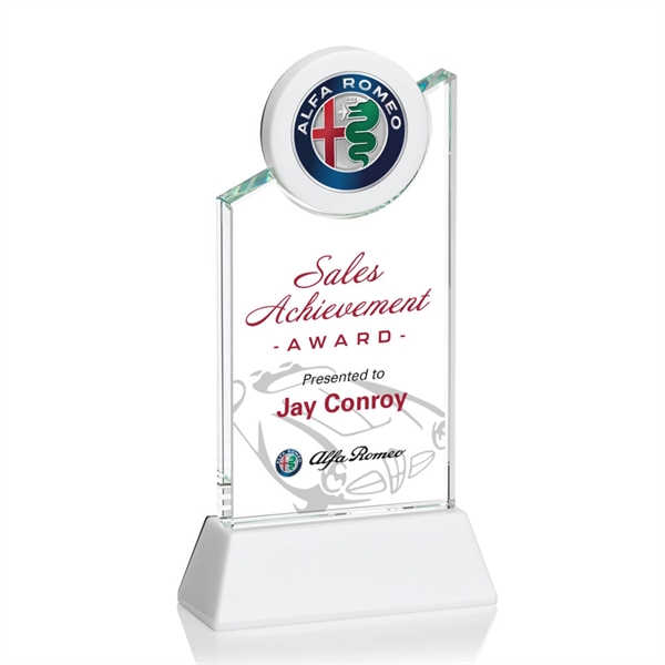 Striking Optical Crystal  VividPrint™ Fleet Award features a slanted tower... from ASI 84592 St Regis Group / St Regis