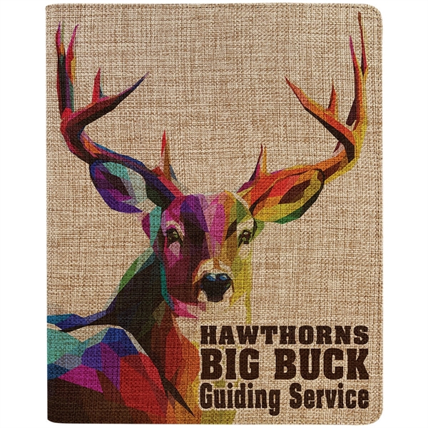 9.5" x 12" printed burlap portfolio notebook.... from ASI 92531 Unique Custom Products / UCP