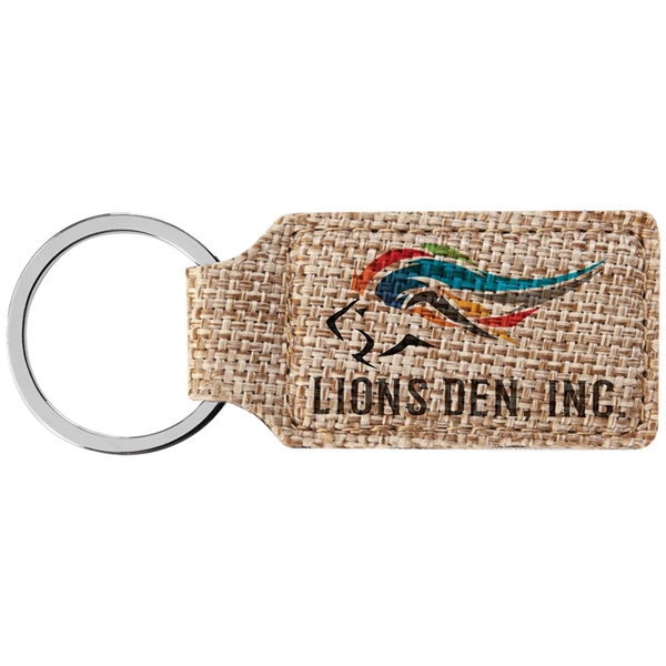1.25" x 2.75" color printed burlap rectangle keychain.... from ASI 92531 Unique Custom Products / UCP