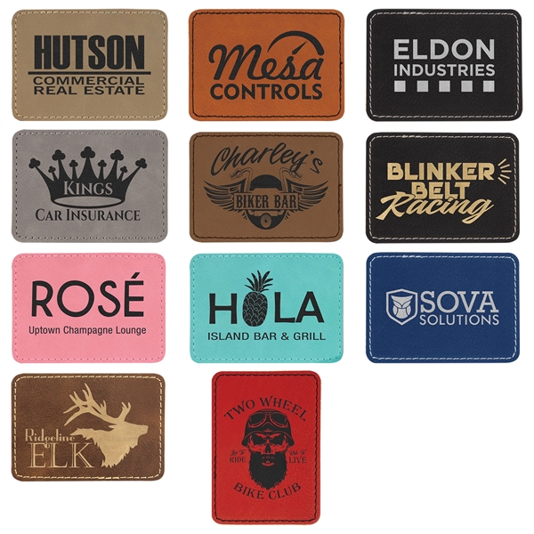 2.5" x 3.5" laser engraved rectangular leatherette patches.... from ASI 92531 Unique Custom Products / UCP