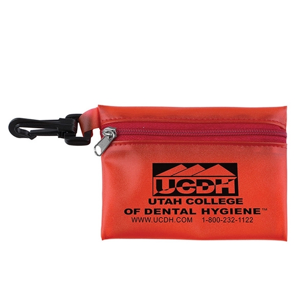 8 piece first aid kit with zippered pouch, carabiner, bandages, antiseptic... from ASI 62660 Innovation Line