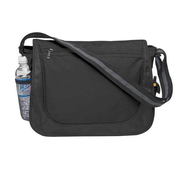 600 Denier Polyester messenger bag with matching striped handle.... from ASI 61125 Hit Promotional Products / Hit®