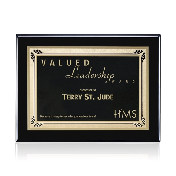 High gloss black piano finished plaque with black plate.... from ASI 84592 St Regis Group / St Regis