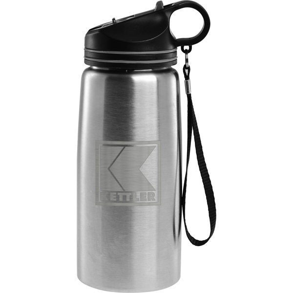 24 oz. single walled, stainless steel tumbler with a black lid,... from ASI 71920 Moderne Glass Company Inc / Glass America®