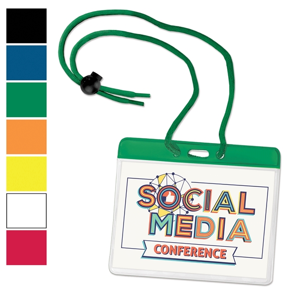 Color-coded badge/nametag holders quickly identify employees or visitors by bar color... from ASI 79898 Promovision / PROMOVISION
