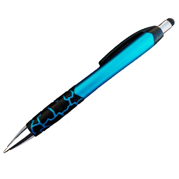 Ballpoint pen with matte barrel with rubber grips and stylus.... from ASI 57956 Graphco line