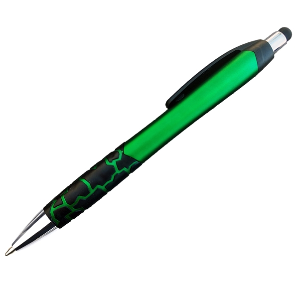 Ballpoint pen with matte barrel with rubber grips and stylus.... from ASI 57956 Graphco line