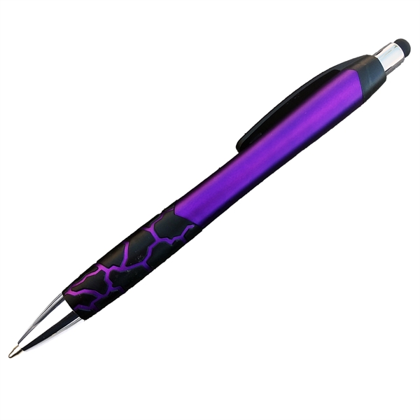 Ballpoint pen with matte barrel with rubber grips and stylus.... from ASI 57956 Graphco line