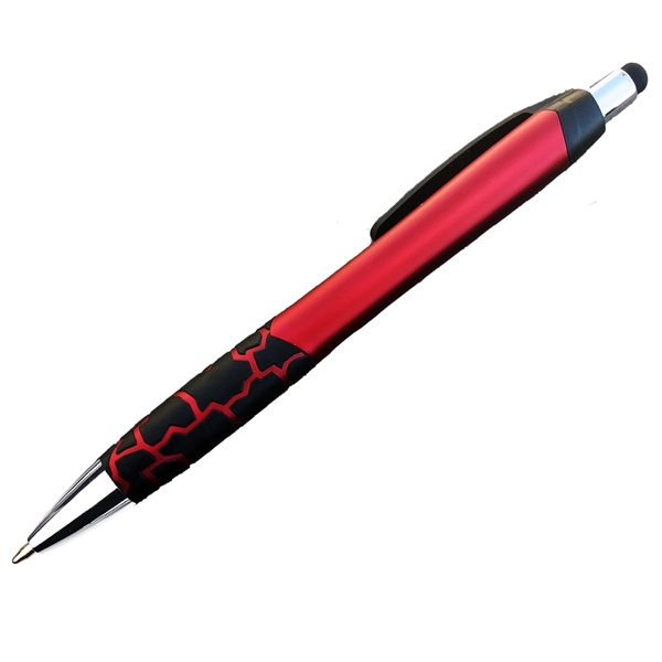 Ballpoint pen with matte barrel with rubber grips and stylus.... from ASI 57956 Graphco line