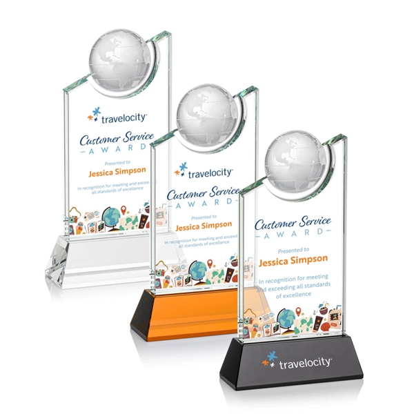 A towering crystal work of achievement recognition with a global flare... from ASI 84592 St Regis Group / St Regis