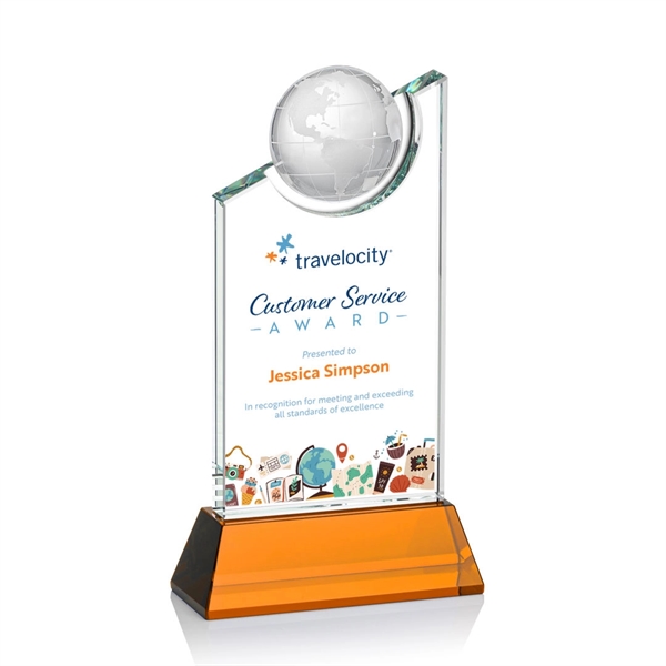 A towering crystal work of achievement recognition with a global flare... from ASI 84592 St Regis Group / St Regis