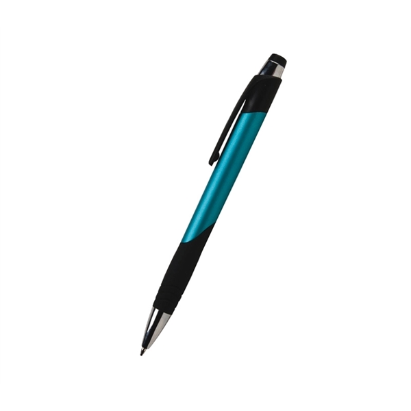 5.5" x 0.43" plastic plunger-action ballpoint pen with ribbed grip and... from ASI 37218 Athena Promo (tm)