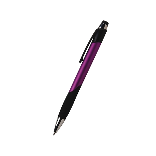 5.5" x 0.43" plastic plunger-action ballpoint pen with ribbed grip and... from ASI 37218 Athena Promo (tm)