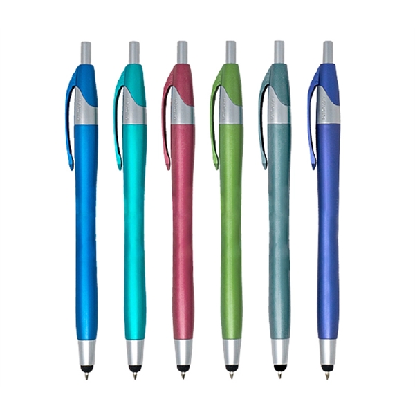 5.75" x 0.33" plastic ballpoint dart pen with device stylus point,... from ASI 37218 Athena Promo (tm)