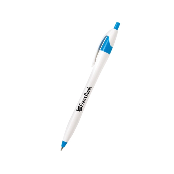 5.75" x 0.33" plunger-action plastic ballpoint pen with white barrel, colored... from ASI 37218 Athena Promo (tm)