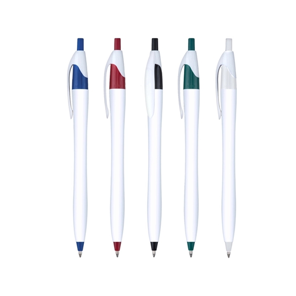 5.75" x 0.33" plunger-action plastic ballpoint pen with white barrel and... from ASI 37218 Athena Promo (tm)