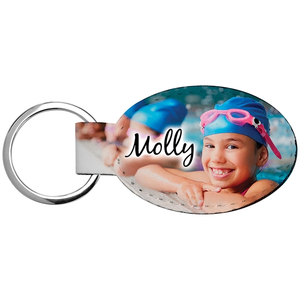 1.75" x 3" custom printed oval fabric keychain.... from ASI 92531 Unique Custom Products / UCP