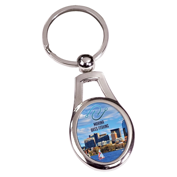 1.25" x 1.375" custom printed oval metal keychain.... from ASI 92531 Unique Custom Products / UCP