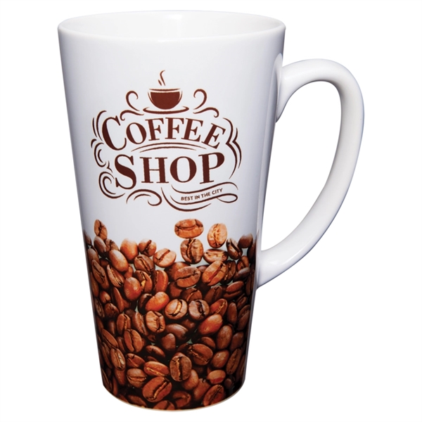 17 oz. custom printed white ceramic latte mug.... from ASI 92531 Unique Custom Products / UCP