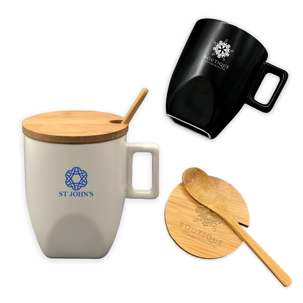 CERAMIC MUG WITH BAMBOO LID AND SPOON... from ASI 98766 Yanlee Trading Co Ltd / Delite Promotional Products